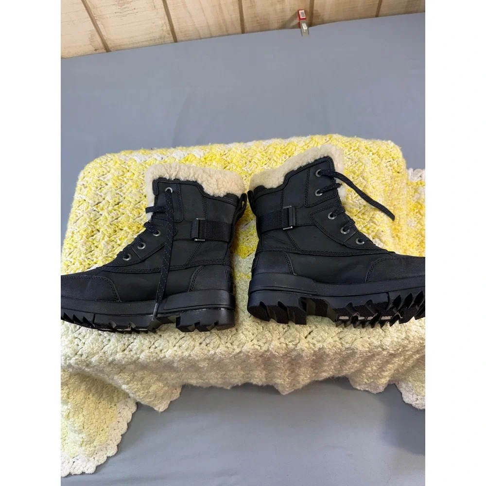 Sorel Lennox Moto Black Leather Shearling Waterproof Winter Boots NL4471-010‎ 6